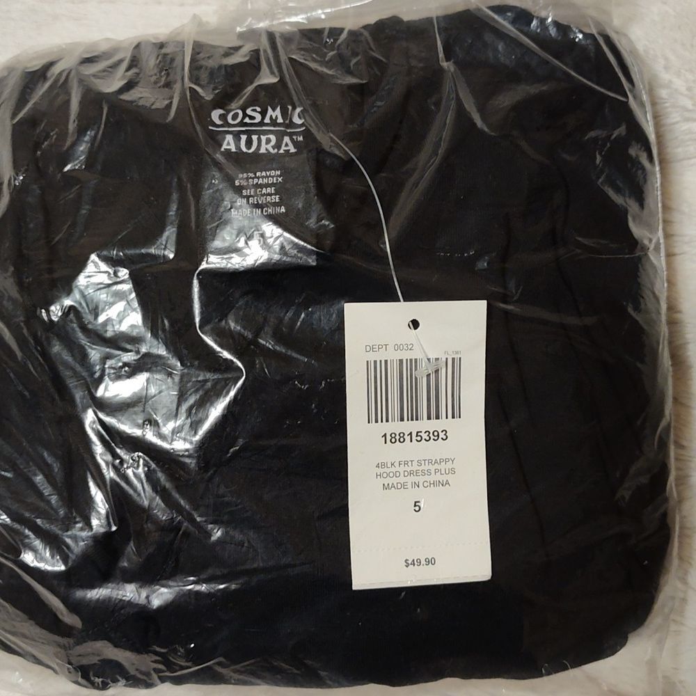 Plus Size Black‎ Lace Up Front Hooded Dress - Picture 5 of 6